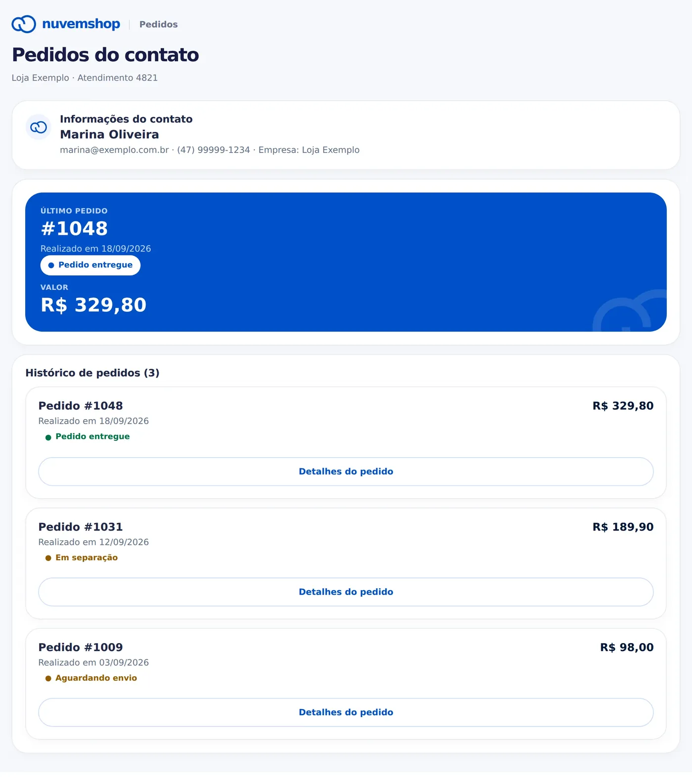 O card da Nuvemshop aberto por inteiro